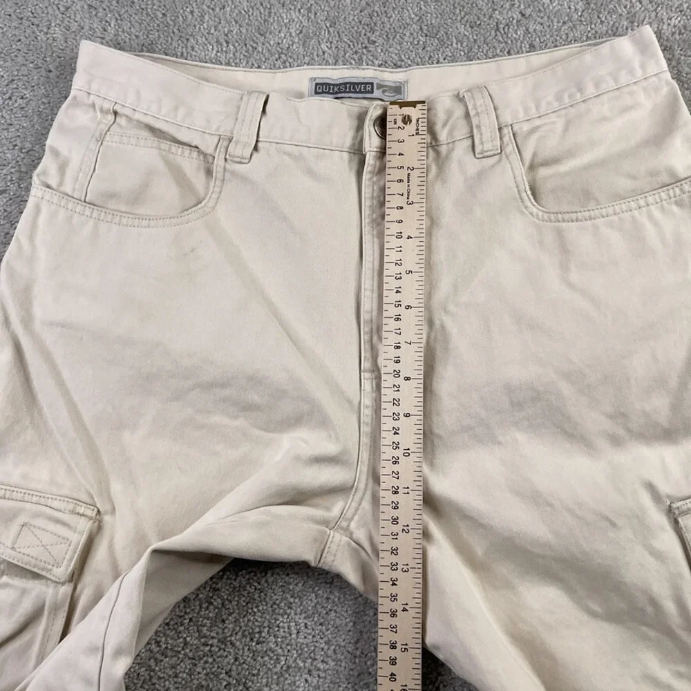 VINTAGE Quiksilver Pants Mens‎ 36 (Fits 35x32) Khaki Cargo Baggy Skater Y2K